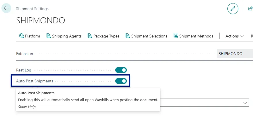 Auto Post Shipment