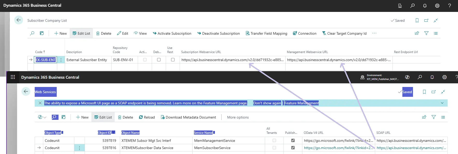 Webservices in Subscriber Company