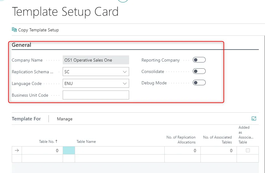 Dependent template card setup