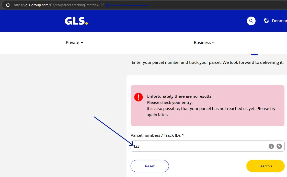 GLS tracking url