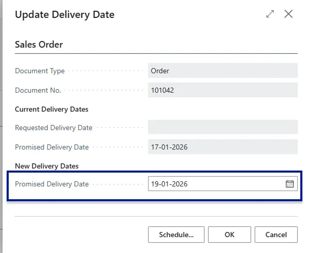 Update delivery date