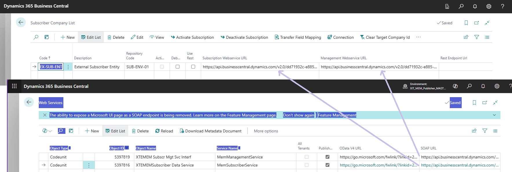 Webservices in Subscriber Company