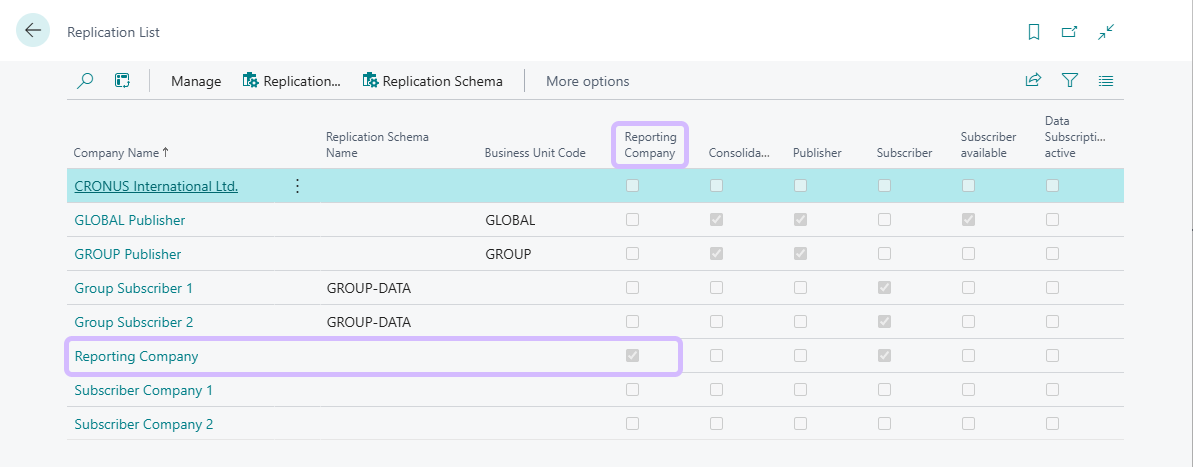Replication List- Reporting Company