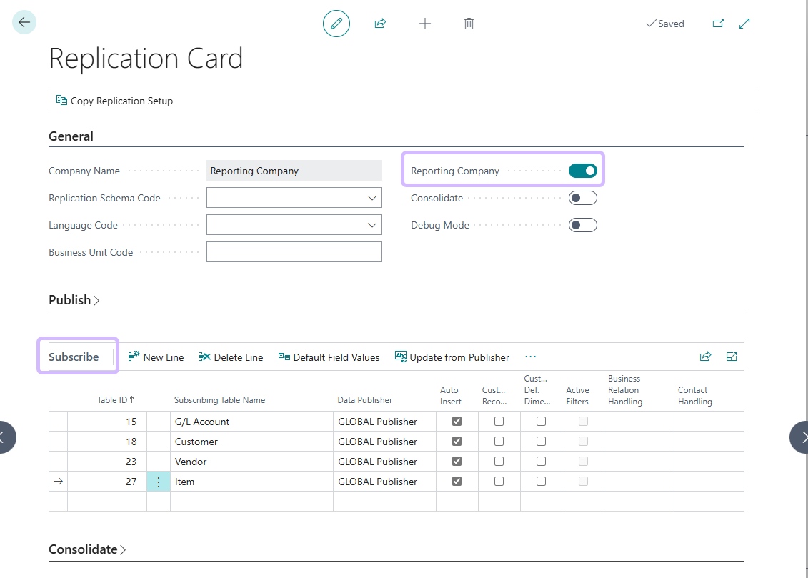 Reporting Company - Replication Card