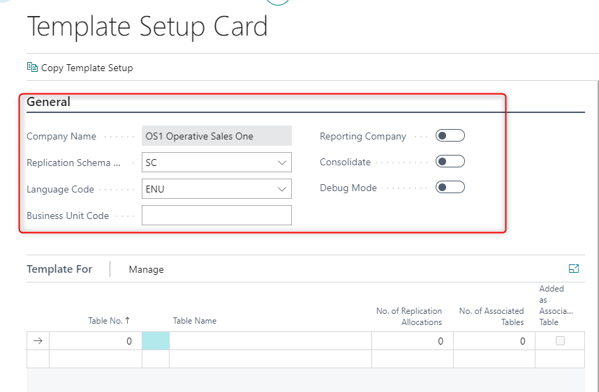 Dependent template card setup