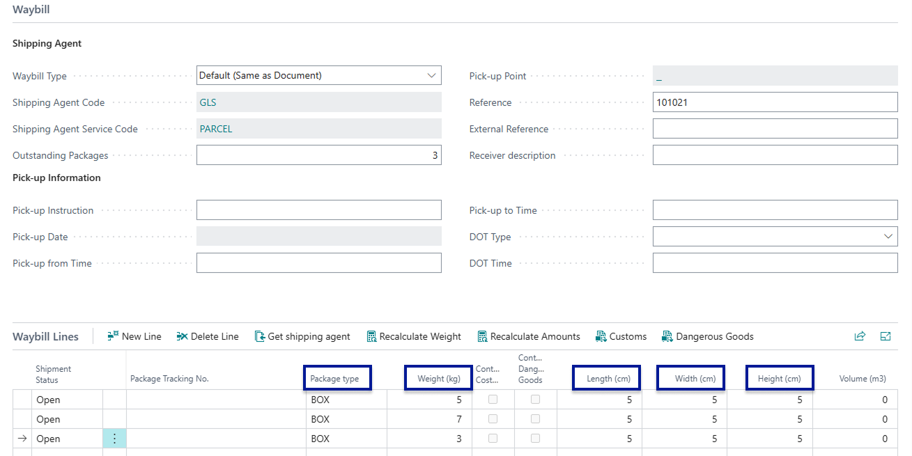 PackageTypeDimensions