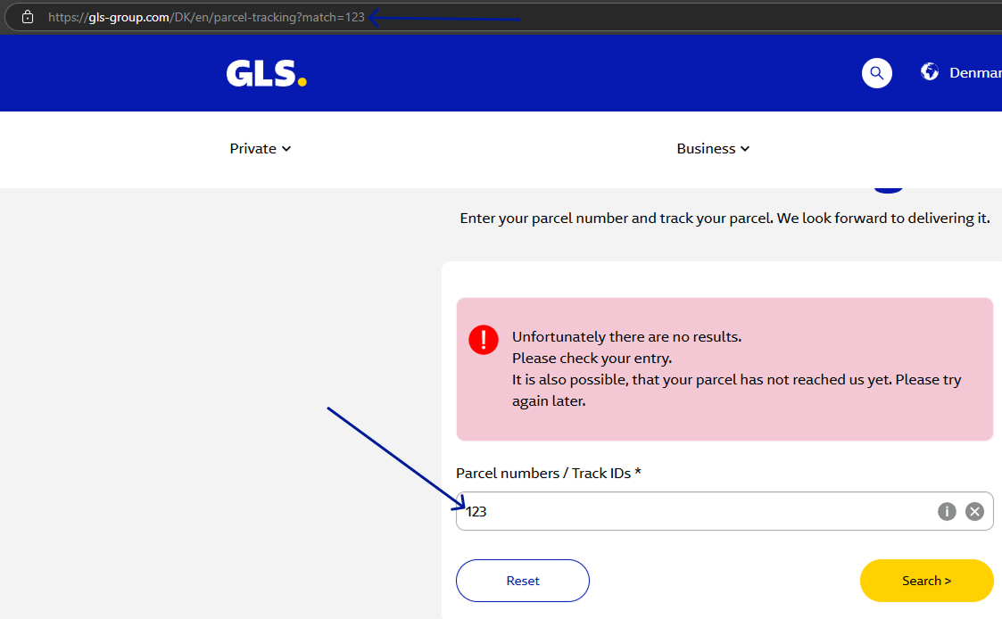 GLS tracking url